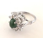 Vintage Signed 925 Sterling Silver Green Stone Rhinestones Ring Size 5.25 — photo 2