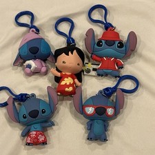 Disney LILO STITCH Figural Bag Clip Keychains Lot Of 5 Loose