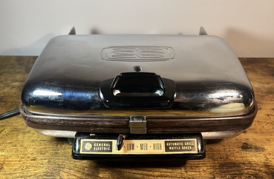 #ad Vintage General Electric GE Griddle Waffle Baker Maker Chrome Model A7G44 60s $35.00