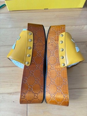 GUCCIadidasコラボサンダル Adidas x Gucci GG Platform Slides Sandals Green Terry Cloth Men