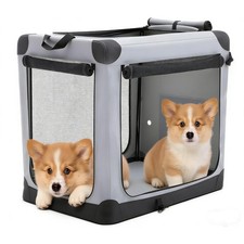 Collapsible 24 Inch Dog Crate for Small Dogs, Portable Travel Dog Crate Grey