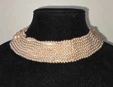 Vintage Ladies Multi Layer Faux Pearl Collar Old Stock Made In Japan SEE Photos