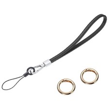 Leather Wristlet Strap Wrist Lanyard for Cellphone Keychain Black 