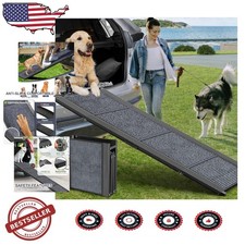 Extra Long 63" Dog Ramp Portable 250LB Non-Slip Aluminum Folding SUV