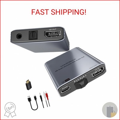 WARRKY 4K HDMI Audio Extractor, Convert HDMI to Optical S/PDIF and 3.5mm Aux RCA