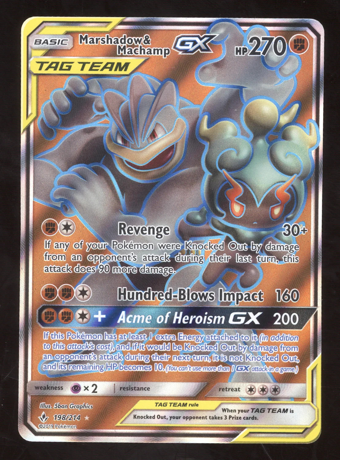2019 Unbroken Bonds Marshadow & Machamp GX Rare Ultra #198/214