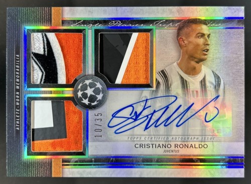 2020 Topps Museum UEFA Cristiano Ronaldo Star Ball Triple Patch Auto #/35