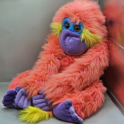 The Puppet Company Funky Monkey Puppe groß rosa/gelb Kunstfell & lila Nase