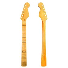 Yellow-22 frets of electric guitar neck with glossy maple handle with back Ku