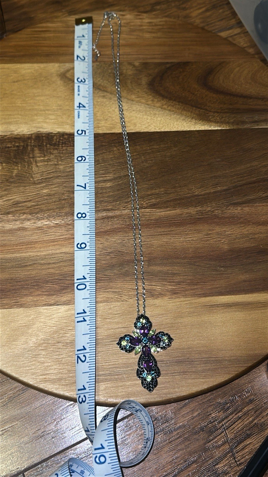 DK Sterling Silver Large Multi Gemstone Cross 10.… - image 7