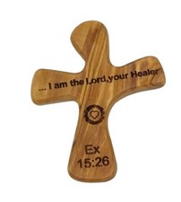 Olive Wood Prayer Cross Hand Held Cross Made to Perfectly Fit in Your Hand I ...