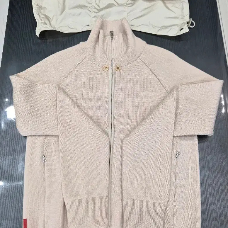 Prada Beige Nylon Hooded Zip-Up - Authentic, Size 40 thumbnail 11