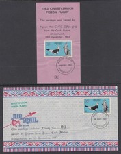 NEW ZEALAND 1983 STAMP WEEK COMMEM PIGEON FLIGHT COVER & FLIMSY (ID:008/D66000)