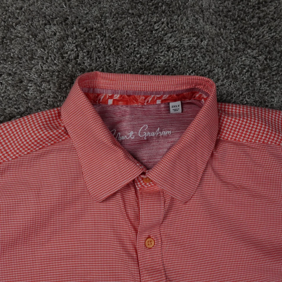 Рубашка мужская Robert Graham 2XLT высокая на пуговицах вязаная гончая оранжевая с откидными манжетами - Изображение 2 из 4