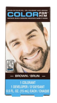 For Men Mustache Beard Sideburns 5 Minutes Brush-In Color Gel Coloring Kit Brown