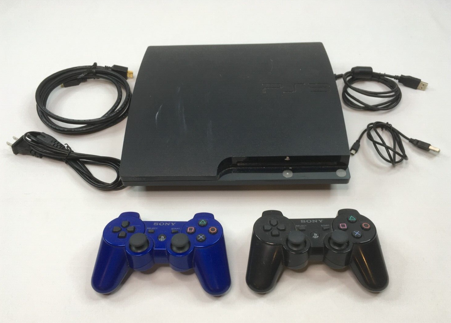 Sony PlayStation 3 Super Slim PS3 250GB CECH4001B Console, Cables, 2