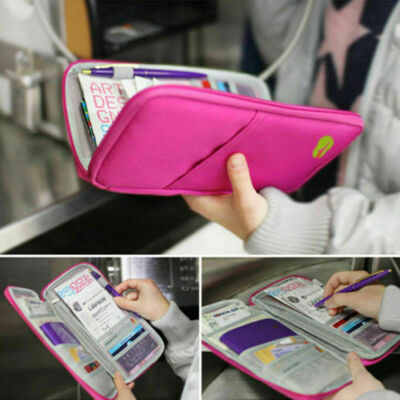 Family Travel Wallet Passport Holder RFID Blocking Document Organizer Bag Case