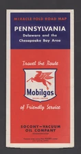 1952 Mobil Gas & Pennsylvania Map Pegasus NR MT