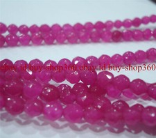 Natural 4mm Faceted Brazilian Rose Red Jade Round Gemstone Loose Beads 15"