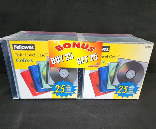 Fellowes Thin Jewel Case Colors 50 Pack NEW Sealed - Picture 3 of 8