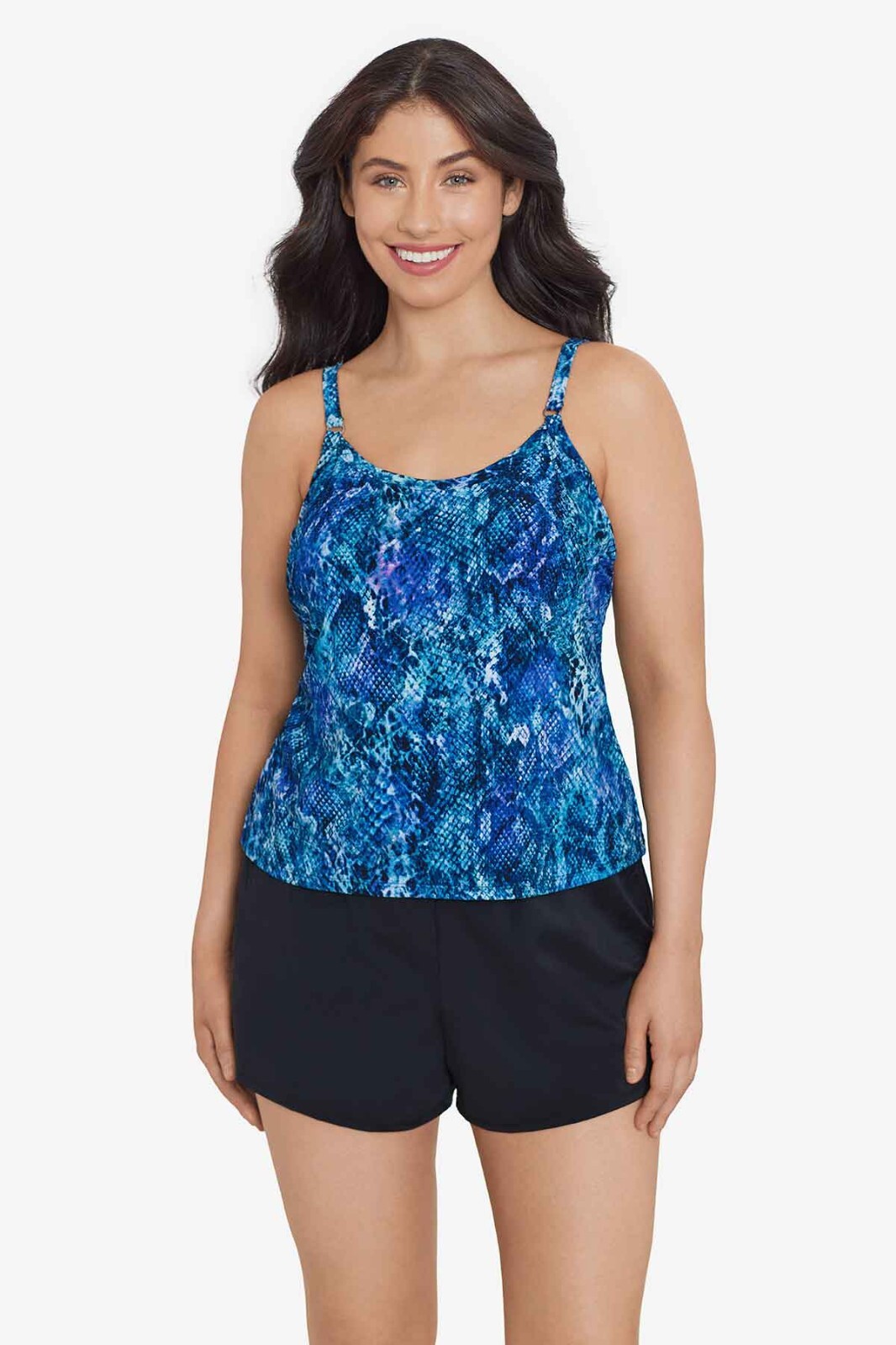 TrimShaper Romper One Piece Swimsuit Womans Plus 24W Blue Black Slimming NWT-image