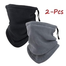 2Pack Winter Windproof Fleece Neck Warmer Gaiter Adjustable Half Face Mask Scarf
