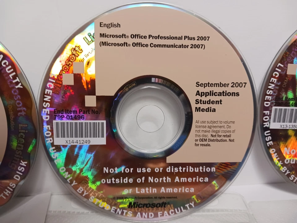 Lot of 3 Orig Microsoft Proffesional Office Install Discs - Not for Resale Rare  - Image 3 of 4