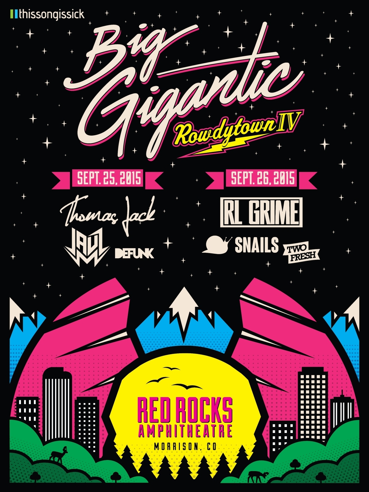 "Rowdytown IV" 2015 Denver Concert Poster-RL Grime,Snails,Two Fresh