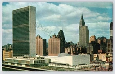 Postcard Aerial View of the United Nations Headquarters New York Postmarked 1959