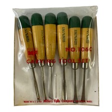 MILLERS FALLS # 106 C Carving Tool Set (6) Chisels Gouges USA Wood Handle Sharp