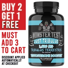 Monster Test Mens Just Tribulus 1,500 MG, Testosteron Booster Enhance  Drive