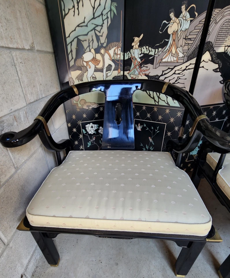 Chinese Ming Style Horse Shoe Lounge Chairs made by Century Chair Div not Incl - Image 3 of 4