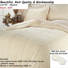 Soft  Cozy Reversible White Mink Fur Down Alternative Comforter Set - Queen