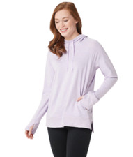 Cuddl Duds Slub Knit Hooded Tunic w/Rib Detailing-Light Lilac-Small-A346873-NEW