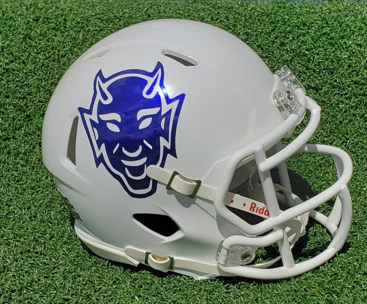 blue duke football helmet for sale DUKE BLUE DEVILS 2024 WHITE FOOTBALL MINI HELMET + VERSIONS TOO