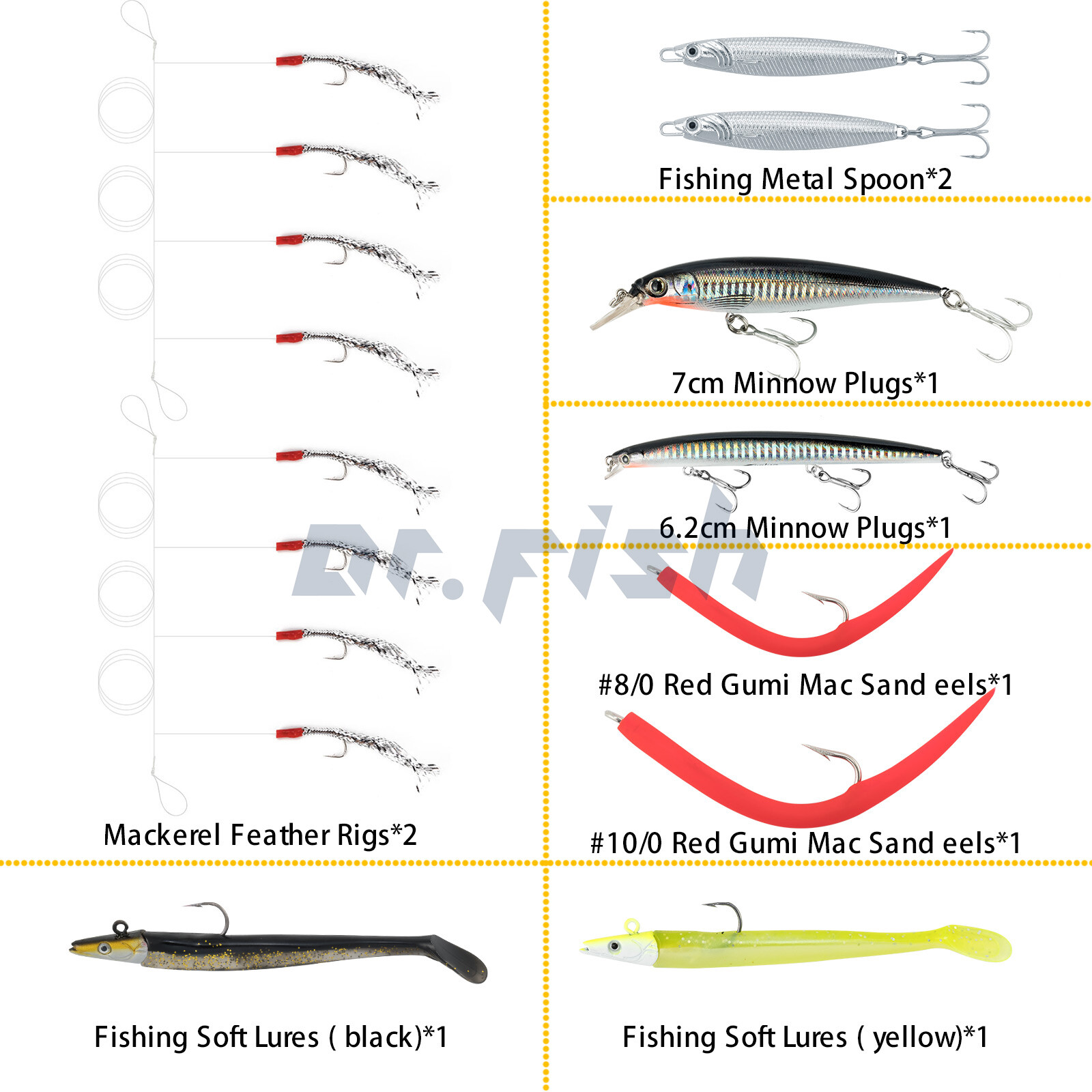 10pcs Bass Fishing Lure Kit Minnow Plugs Livebait Rig Metal Jig Sandeel Pike - Image 3