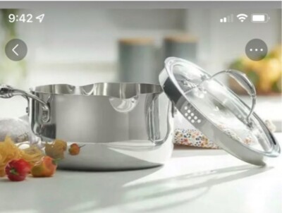 Princess House Tri-Ply Stainless Steel 4.5-Qt Straining Casserole