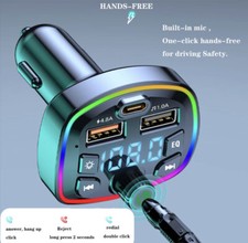 Bluetooth 5.0 Car Wireless FM Transmitter Adapter 2USB PD Chargers AUX Handsfree