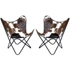 12HS Genuine Leather Butterfly Chair Folding Lounge Modern Sling Accent Seat