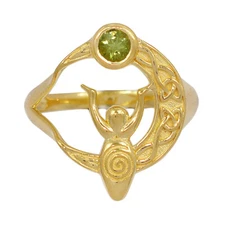 18K Gold Vermeil Faceted Natural Moldavite Ring Jewelry s.8 CR41971
