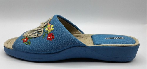 Ladies Scuff Slipper - DeValverde 178 Basket Summer - Coral & Marino & Indigo - Picture 6 of 22