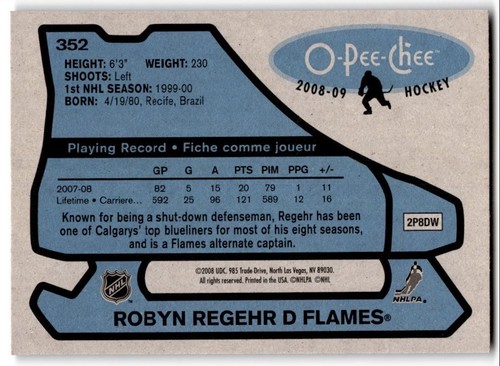 2008-09 O-Pee-Chee '79-80 Retro Robyn Regehr #352 Calgary Flames - Picture 2 of 2