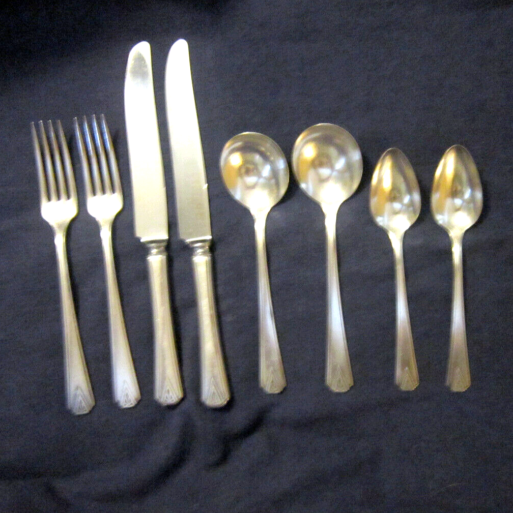 8 pieces DEAUVILLE 1929 Oneida Community Plate ART DECO silverplated flatware eBay