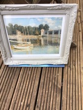 1953 framed print claude mone the brige at argenteuil in very good condition 