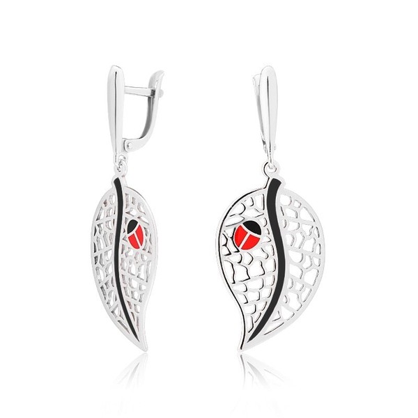 Ohrringe 925 Silber Creolen HäNger Ohrschmuck Emaille Echtschmuck-image