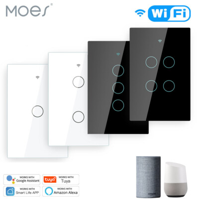 #ad MOES 1 2 3 4 Gang Smart Light Switch WiFi RF Wall Touch Timer Alexa Google APP $26.09