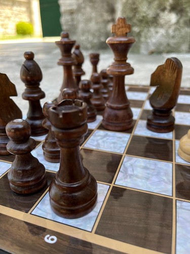 Handmade Wooden Staunton Chess Set 🎁 Carved Board 36cm | Christmas Gift Idea - Imagen 9 de 12