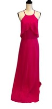 Cinderella Divine Fuchsia Halter Spaghetti Strap Chiffon Dress Size XL $214