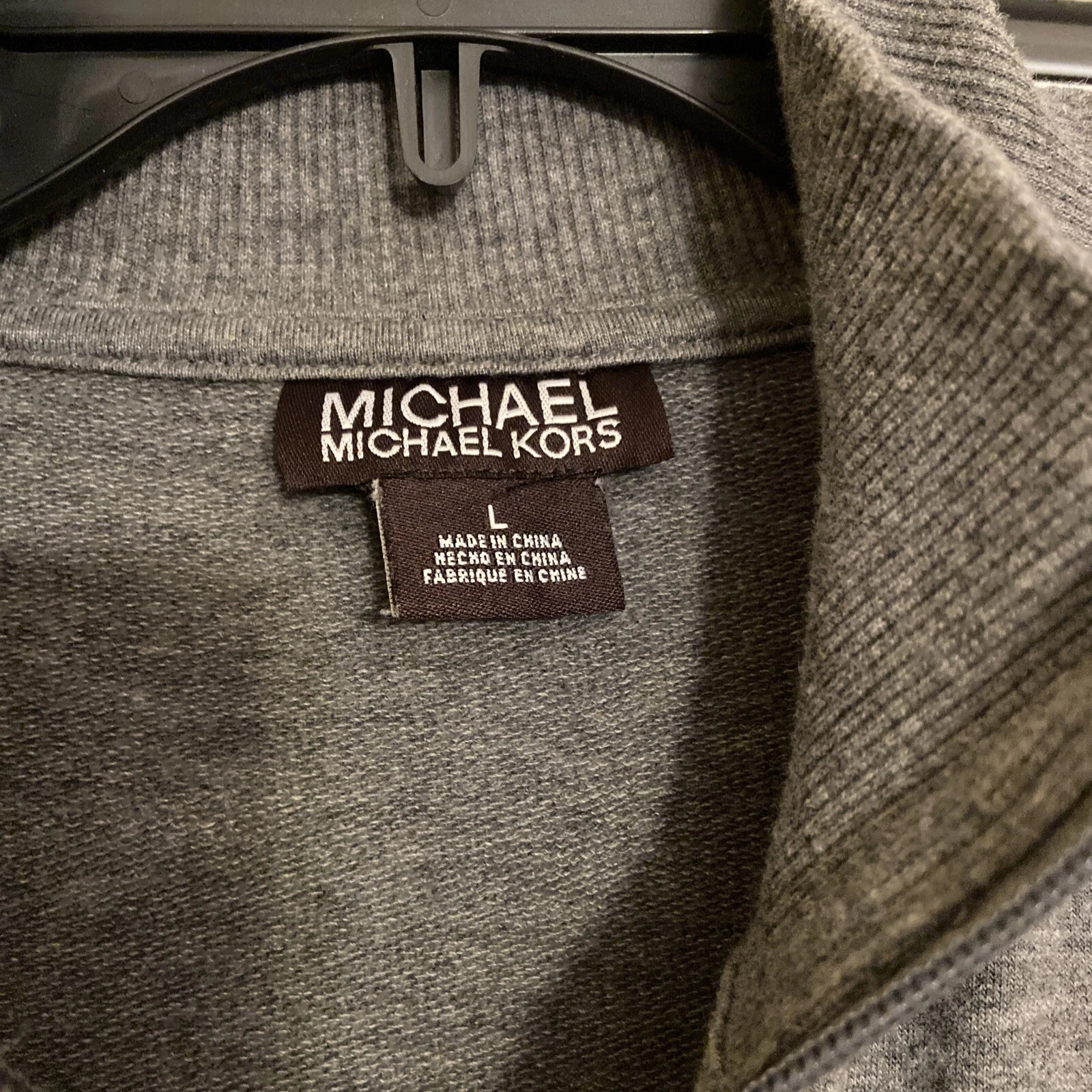 Michael Kors Felpa Giacca Zip Uomo Grande Cappotto Grigio 99% Cotone