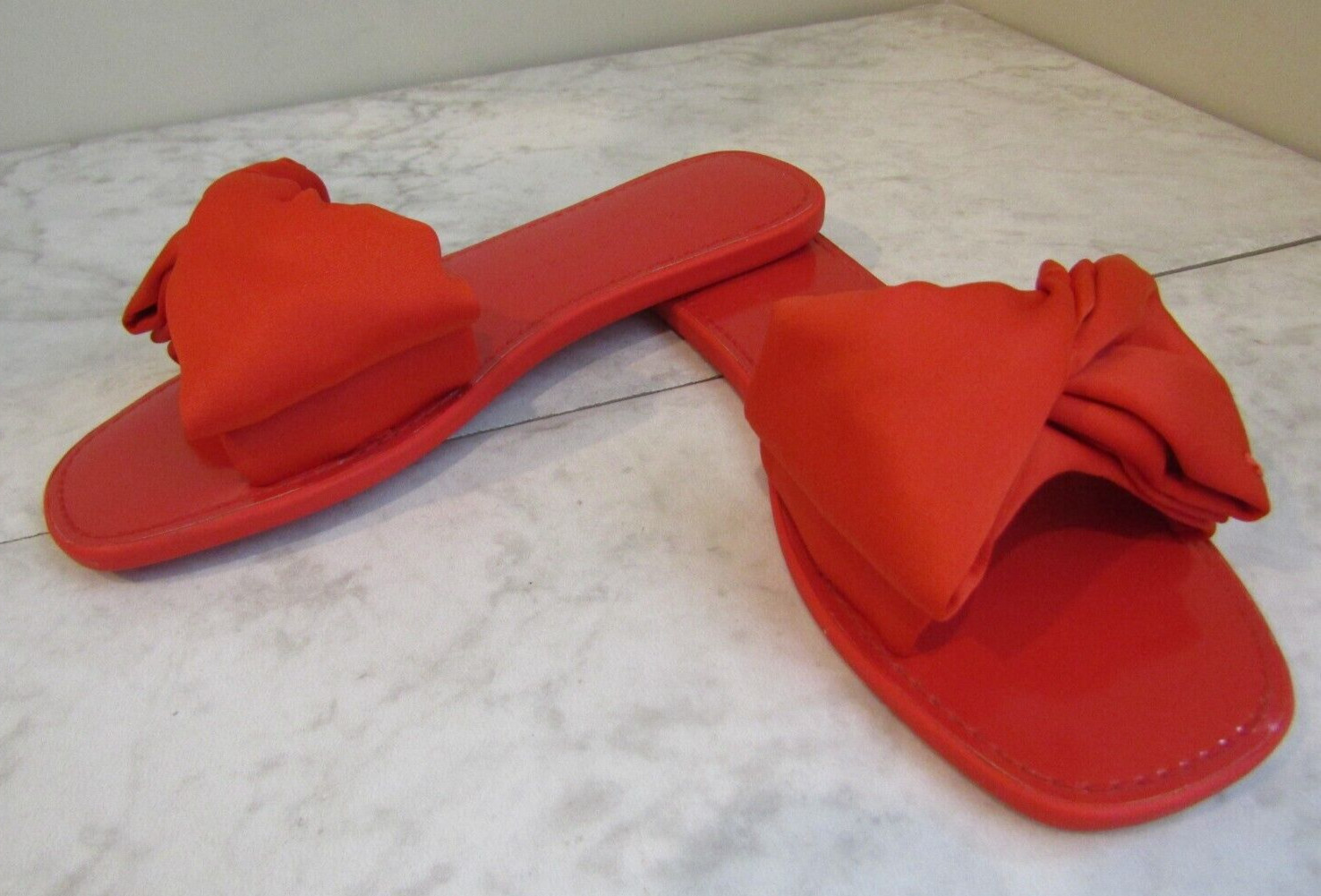 NIB Kate Spade Bikini Neoprene Fresh Tomato Bow Toe Logo Slides Shoes Women's 7 thumbnail 3